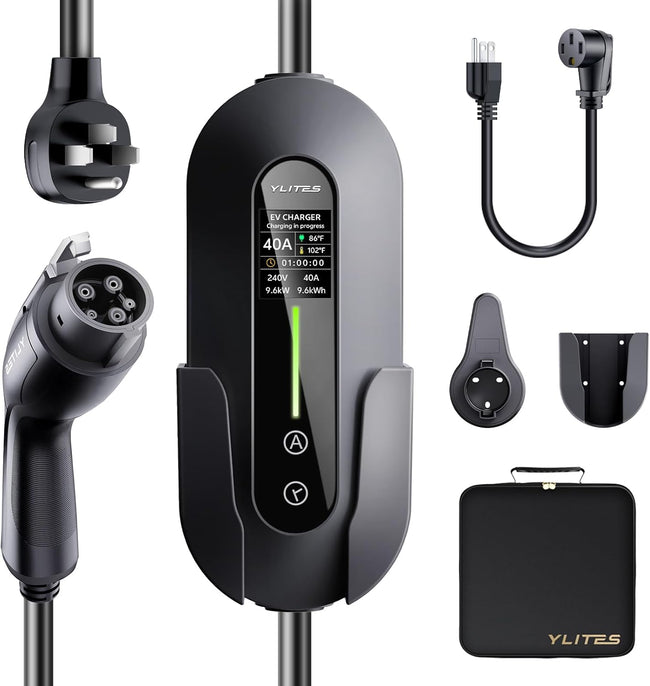 Level 2 EV Charger 40Amp, 240V 9.6KW Portable Electric Vehicle Charging Stations with NEMA 14-50P, 25FT Cable Adjustable Current/Timing Delay Home Electric Car Charger for J1772 BEVs/PHEVs Hover Image