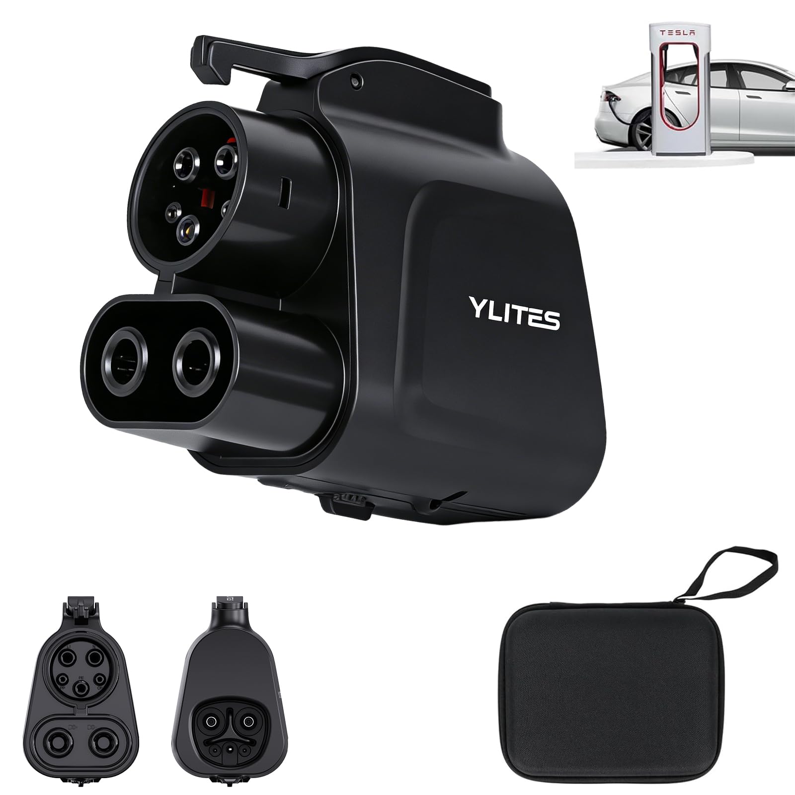 J1772 to Tesla Charger Adapter, Max 80A 250V Fast EV Adapter for Tesla Model 3/Y/X/S & Cybertruck, Smoother Plug-In & Removal, Enhanced Heat Resistance for Home & Public J1772 Charging Stations