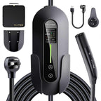 Level 2 EV Charger 40Amp, 240V 9.6KW Portable Electric Vehicle Charging Stations with NEMA 14-50P, 25FT Cable Adjustable Current/Timing Delay Home Electric Car Charger for J1772 BEVs/PHEVs