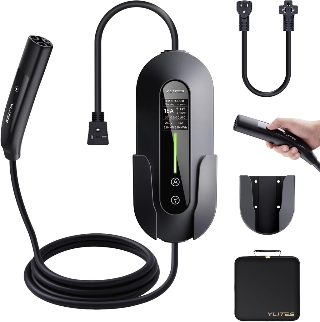Level 1&2 for Tesla Charger,8-16AMP Adjustable Current,NACS Mobile Connector,21ft Cable,240V NEMA 6-20 Plug&110V 5-15 Adapter,Portable Home Electric Car EV Charger,for Model X/Y/3/S/Cybertruck