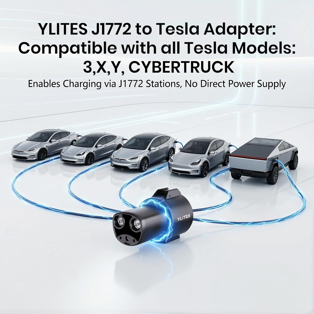 J1772 to Tesla Charger Adapter, Max 80A 250V Fast EV Adapter for Tesla Model 3/Y/X/S & Cybertruck, Smoother Plug-In & Removal, Enhanced Heat Resistance for Home & Public J1772 Charging Stations