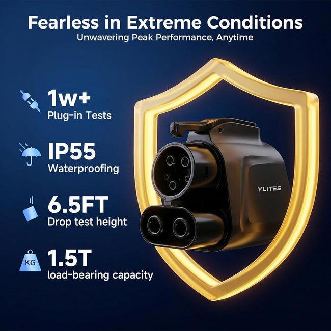 NACS to CCS Adapter for Fast Charging CCS1 EVs in Tesla V3/V4 Superchargers, Max 500A 1000V NACS DC Adapter, Dual Locks for Secure Connection and Easy Disconnect for Road Trip Backup Main Image