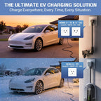 Level 1&2 for Tesla Charger,8-16AMP Adjustable Current,NACS Mobile Connector,21ft Cable,240V NEMA 6-20 Plug&110V 5-15 Adapter,Portable Home Electric Car EV Charger,for Model X/Y/3/S/Cybertruck